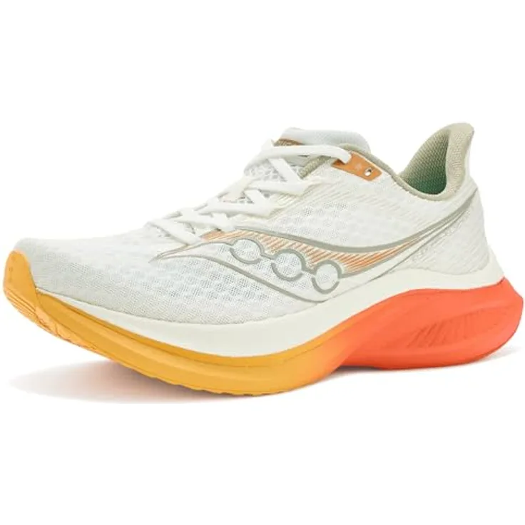 Saucony ENDORPHIN SPEED 5 Herren Laufschuhe, Wettkampfschuhe für Normalpronierer, IVORY/FIRE, Größe 42.5, atmungsaktives Mesh, PWRRUN-Zwischensohle, reflektierende Elemente