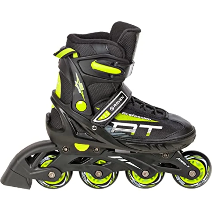 RAVEN Profession 2in1 Schlittschuhe Inlineskates, verstellbar für Kinder und Erwachsene, Black/Lime, Größen 38-42 (25cm-27,5cm), mit Triple-Vent-System und sicherem Verschlusssystem – Bild 2