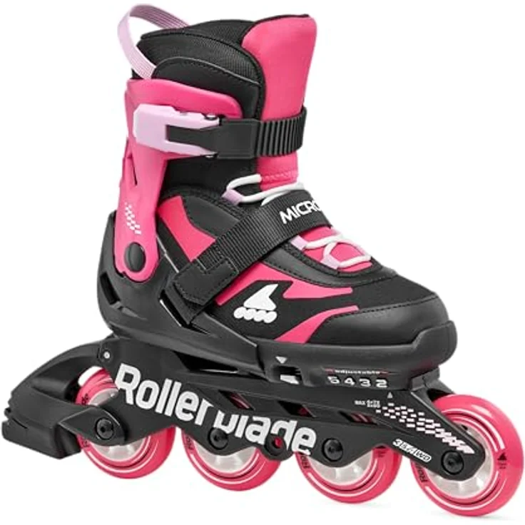 Rollerblade MICROBLADE Inline-Skates für Mädchen, verstellbar in 4 Größen, Schwarz/Rosa, 28-32 – Bild 1