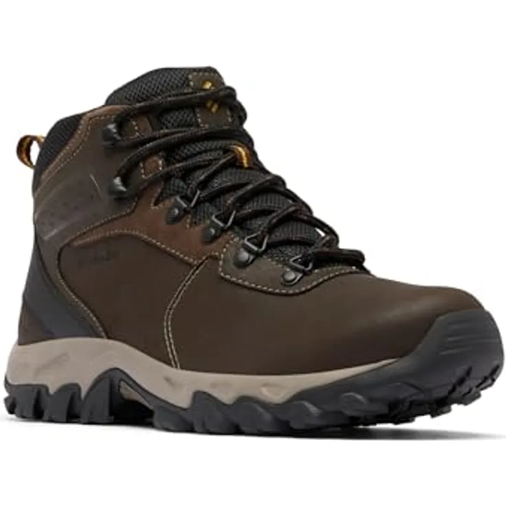 Columbia Newton Ridge Plus II, Herren Wanderschuhe, wasserdichtes Obermaterial aus Leder und Mesh, braun, Größe 43