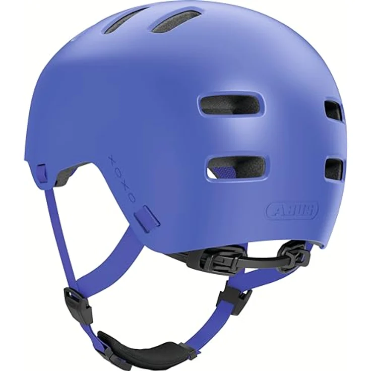 ABUS Fahrradhelm XOXO, Cityhelm im Skater-Look mit optimiertem Kinnpolster, Größe M, mono blau für Skateboard, Fahrrad und Scooter – Bild 4