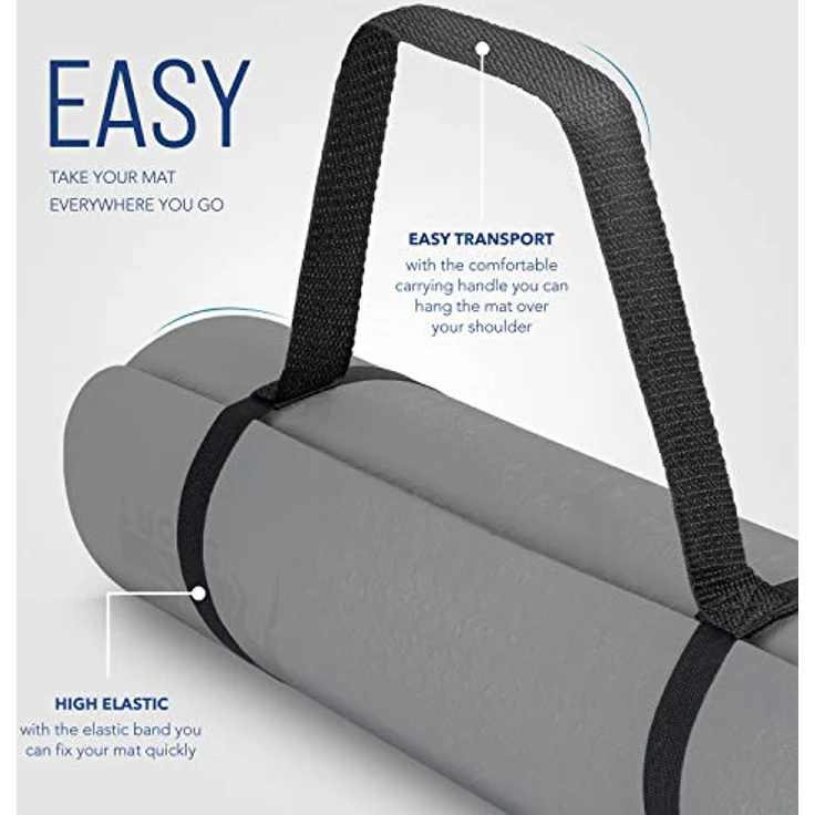 RE:SPORT Yogamatte Phthalatfrei - Gymnastikmatte rutschfest, Fitnessmatte schadstofffrei, Trainingsmatte mit Tragegurt 183 x 61 x 0,6 cm – Bild 3