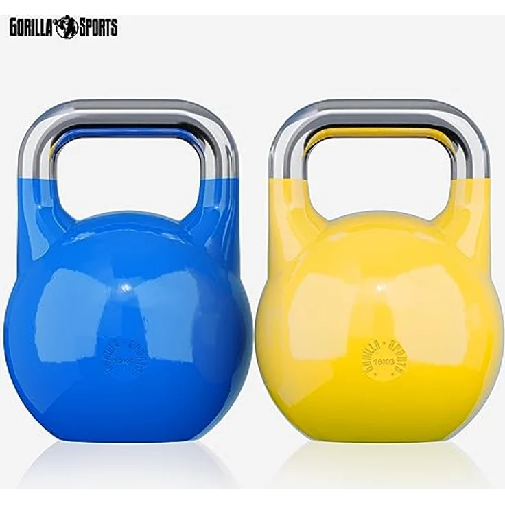 GORILLA SPORTS® Kettlebell Competition - Gewicht 8 kg bis 40 kg, Bodenschonende, aus Massivstahlguss, in 9 Farben - Wettkampf Kugelhantel, Schwunghantel, Kugelgewichte – Bild 2
