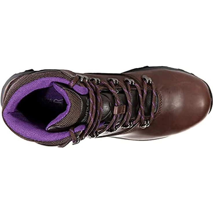 Regatta Bainsford Wanderstiefel Damen, robustes Action-Leder, wasserabweisend, Kautschuk-Aussensohle mit EVA-Dämpfung, Chestnut/Alpine Purple, Größe 41 – Bild 4