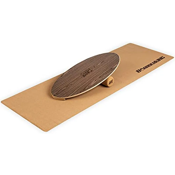 BoarderKING Indoorboard All-Rounder - Balance Board für Indoor-Surfen und Skaten, Gleichgewichtsboard für NeuroMuscular Response Training, inkl. Schutzmatte, 100 mm x 33 cm (∅ x L), walnuss