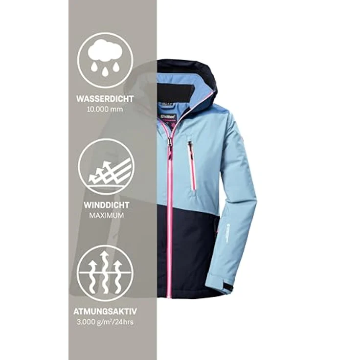 Killtec Mädchen Skijacke KSW 331 GRLS S, Funktionsjacke mit Kapuze, Schneefang und Teflon EcoElite™ Imprägnierung, 10.000 mm Wassersäule, pink – Bild 7