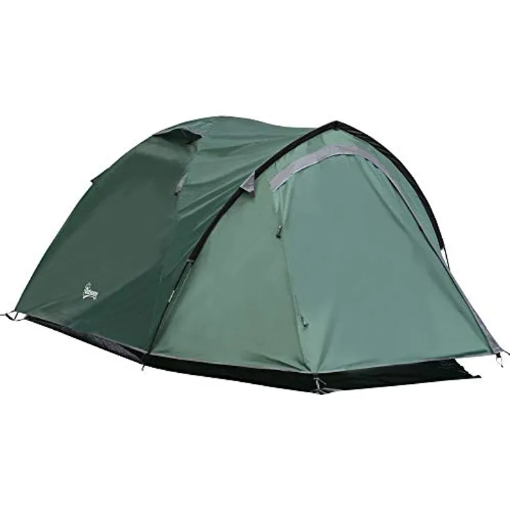 Outsunny Kuppelzelt für 2 Personen, 190T Campingzelt mit separatem Vorraum und Stabilitäts-Design, grau, 325 x 183 x 130 cm