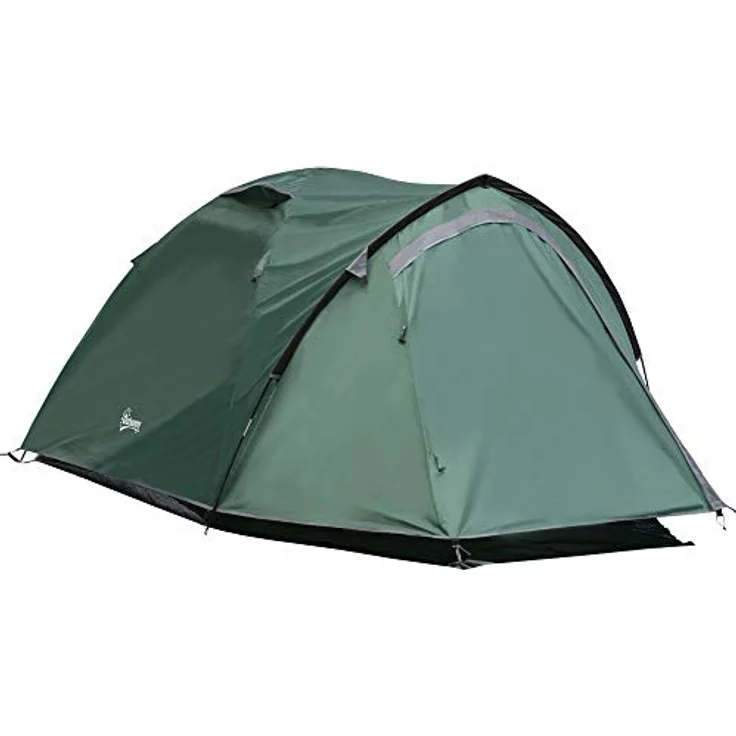 Outsunny Kuppelzelt für 2 Personen, 190T Campingzelt mit separatem Vorraum und Stabilitäts-Design, grau, 325 x 183 x 130 cm – Bild 1