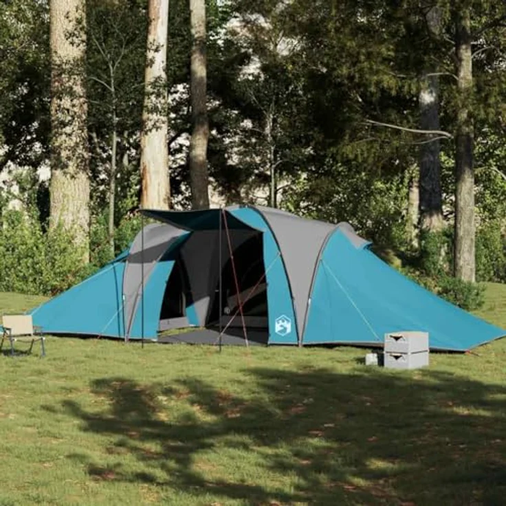 vidaXL Kuppelzelt, 6-Personen Familienzelt, wasserdicht, blau, mit E-Anschluss und Tragetasche, 13,9 kg – Bild 2