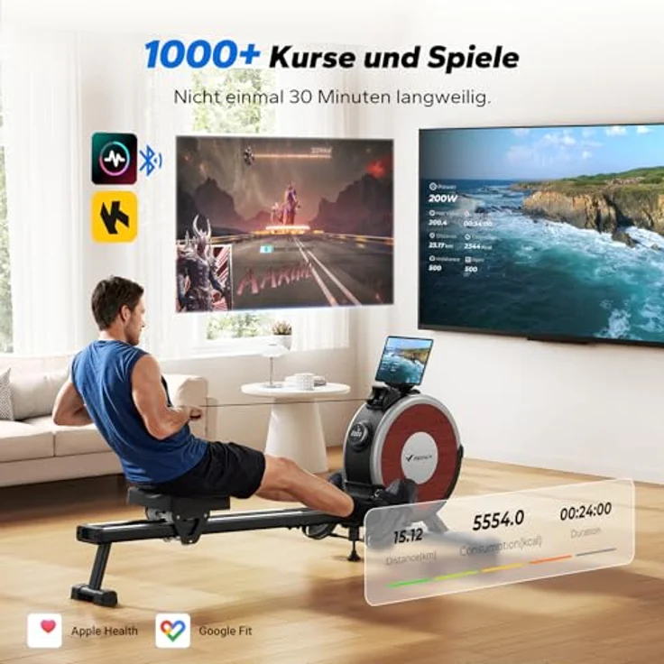 MERACH Q1S Pro Electric Rudergerät, 16 Widerstandsstufen, leises magnetisches System, exklusive App, verbesserte Doppelschienen für höhere Stabilität, einfacher Aufbau – Bild 4