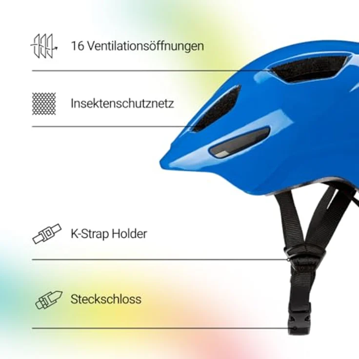 KED Dyno Kinderhelm – Sicherer Fahrradhelm mit In-Mold Technologie, Verstellbare Passform & Reflektoren, Ranger Blue Glossy, Größe 48-52 (S) – Bild 2