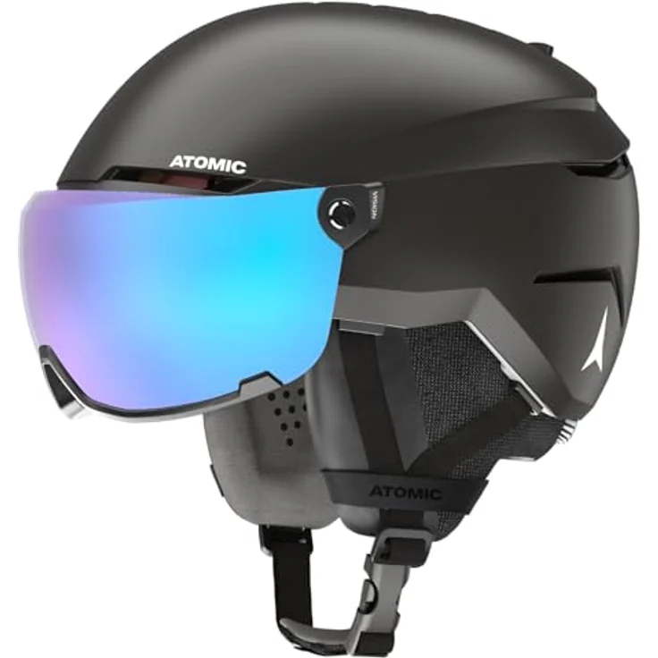ATOMIC SAVOR VISOR JR Skihelm mit integriertem Visier - Schwarz - Größe S - Max. Stoßdämpfung, Active Aircon Belüftung, High End-Verspiegelung, 51-55 cm – Bild 1