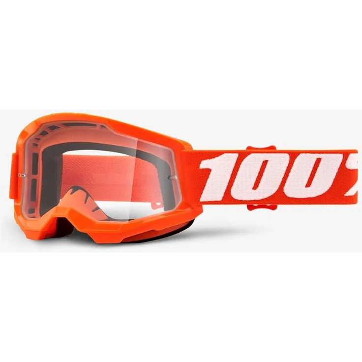 100% Strata 2, Skibrille für Kinder mit Antifog-Beschichtung, transparent und orange