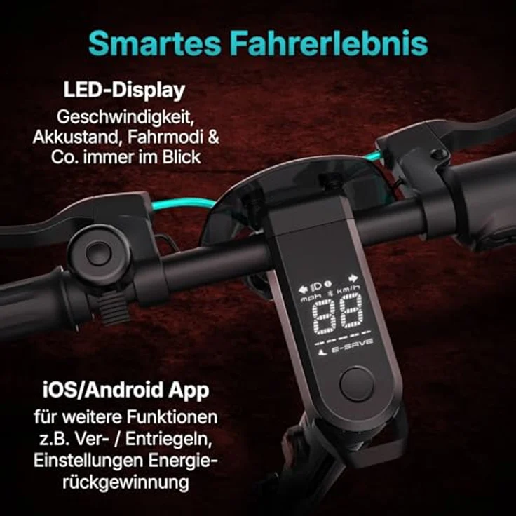 Odys E-Scooter ALPHA X5 PRO II, 20 km/h, bis zu 50 km Reichweite, 450 Watt Motor, 120 kg Traglast – Bild 5