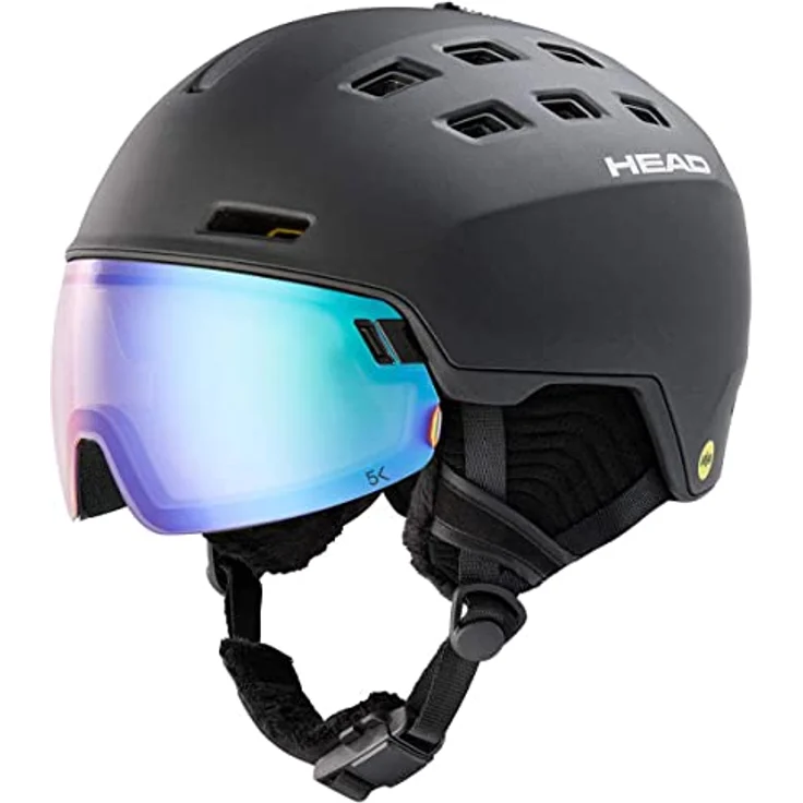 HEAD Skihelm Radar 5K Photo MIPS 2025/26, unisex, schwarz, 52-55 cm, In-Mold Technologie, belüftet, integriertes Visier mit UV-Schutz – Bild 1