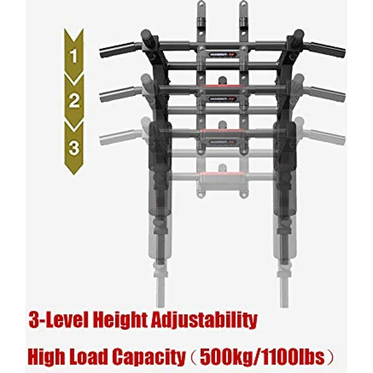 HAKENO Multifunktionelle Klimmzugstange für die Wandmontage Dip Station 2 in1 Pull Up Bar Wand Belastbarkeit bis 500kg – Bild 3