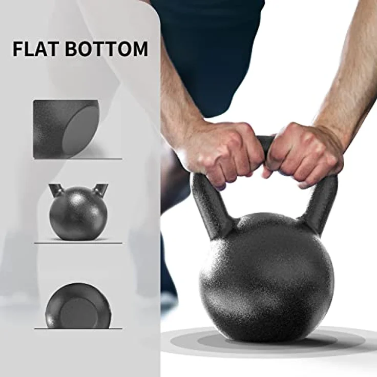 PROIRON Kettlebell Professional Kugelhantel aus Gusseisen, 16kg Gewichten Guss Schwunghantel Kugelgewicht Krafttraining - Schwarz Kettlebells – Bild 4
