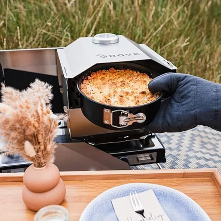 Grove HORST, Multifunktionaler 3-in-1 Campingofen aus Edelstahl, Camping Backofen, Holzkohlegrill & Feuerschale, kompakt und zerlegbar, ideal für Camping & Outdoor – Bild 8
