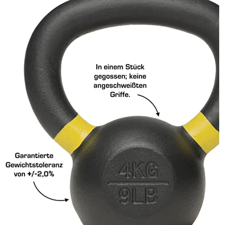 HQ Germany® Powdercoat Kettlebell | Vollguss | 4-32kg | Starter-Sets | ±2,0% Gewichtstoleranz, Gewicht:04KG – Bild 3