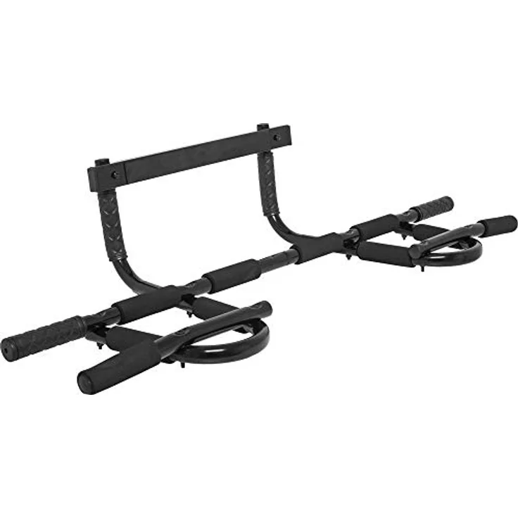GORILLA SPORTS® Klimmzugstange - für Türrahmen, 10 rutschfeste Griffe, Multifunktion, inkl. Montagezubehör, bis 200kg Belastbar, Stahl, Schwarz - Pull Up Bar, Türreck, Reckstange, Pull-Up Bar