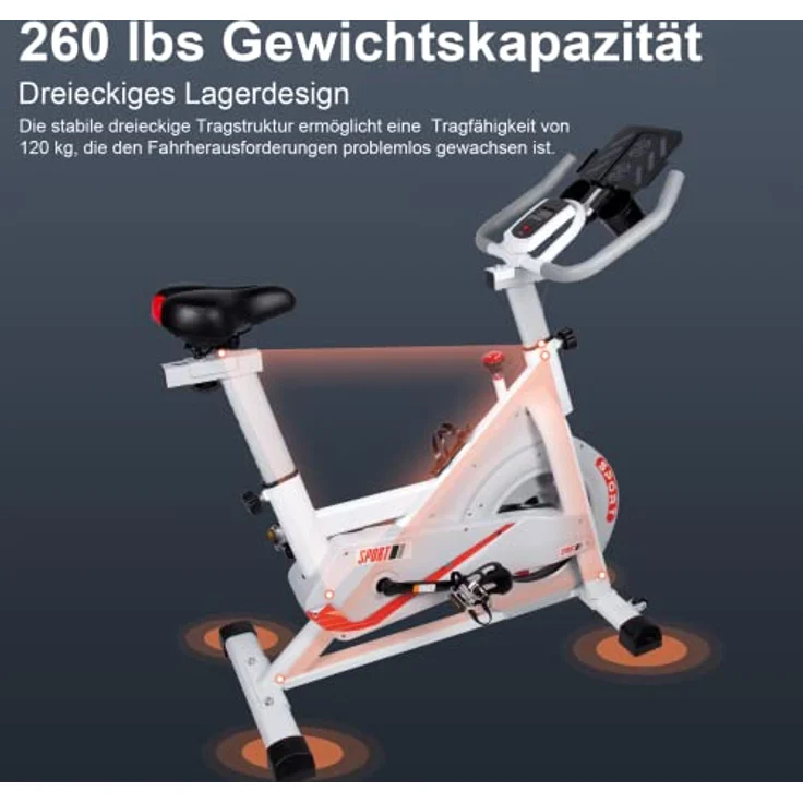 Heimtrainer für den Innenbereich, EVOLAND Profi-Heimtrainer, LCD-Display, Statische Stabilität Heimtrainer Fahrrad, Halterung für Wasserkocher, Verstellbarer Sitz – Bild 5