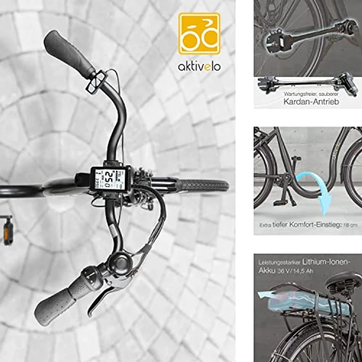 aktivelo Elektrofahrrad, Alu Tiefeinsteiger City E-Bike 26 Zoll, Samsung Akku, 110 km Reichweite, für Damen und Herren - Preisvergleich – Bild 3
