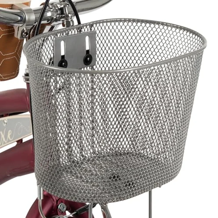 Huffy Deluxe 26" Cruiser Bike, Singlespeed Fahrrad mit Lenkerkorb und Gepäckträger, Matt Dark Berry – Bild 8