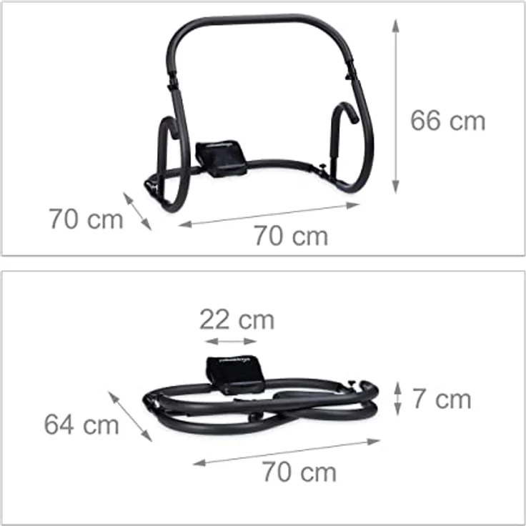 Relaxdays Bauchtrainer AB Roller, faltbar, Sixpack Fitness Trainer in schwarz – Bild 4