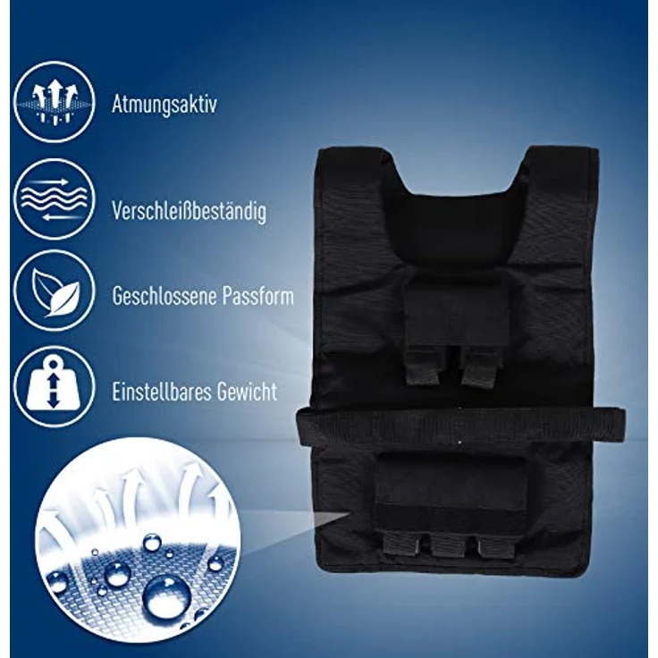 HOMCOM 30 kg Trainingsweste, Gewichtsweste, Verstellbar, Krafttraining, Fitness, Oxford, Eisen, Schwarz, 36 x 52 cm - Preisvergleich – Bild 4