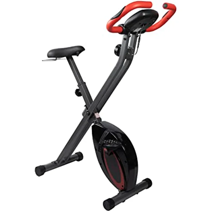 Fjoerdesports faltbarer Fahrradtrainer, Heimtrainer, Fitnessfahrrad LCD Trainingscomputer, klappbarer Hometrainer, inklusive Pulsmessung, max. Benutzergewicht 110 kg, 8 Widerstandsstufen, nordisches Design