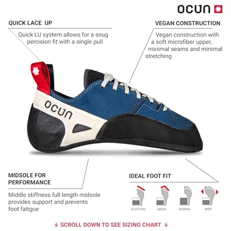 Ocun Advancer Lu, Damen Kletterschuhe mit fortschrittlicher Konstruktion und verstellbarer Schnürung, Blau – Bild 2