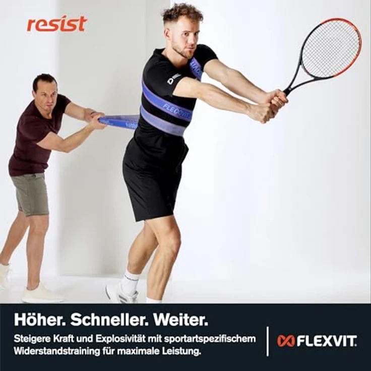 FLEXVIT Resist Band, Fitnessband für Ganzkörpertraining und Koordination, mittlerer Widerstand, OEKO-TEX zertifiziert, hautfreundlich, in Verkehrsblau – Bild 5