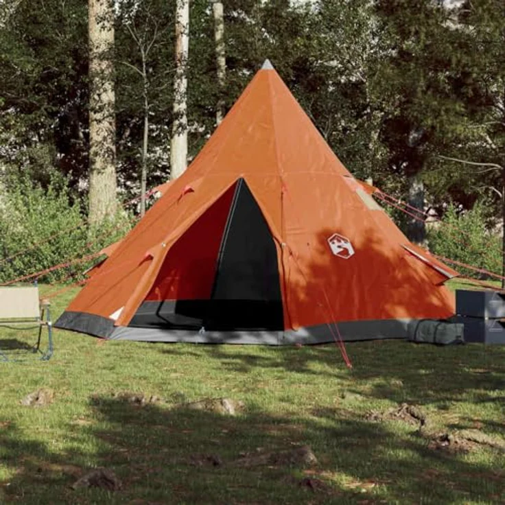 vidaXL Campingzelt, Tipi Zelt für 4 Personen Wasserdicht, Pyramidenzelt Leicht Tragbar, Indianerzelt für Camping Outdoor Wandern, Orange – Bild 4