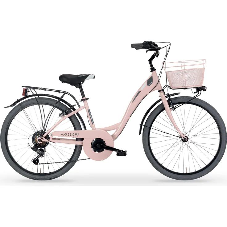 MBM Citybike Agorà, 24 Zoll Stahlrahmen, 6-Gang Shimano Schaltung, V-Bremsen, Dunkelgrau