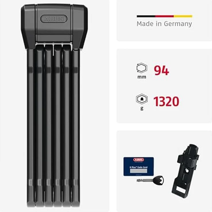 Abus Bordo 6200K, Faltschloss, 94 cm, mit ABUS XPlus-Zylinder und robuster Stahlummündung, schwarz – Bild 3