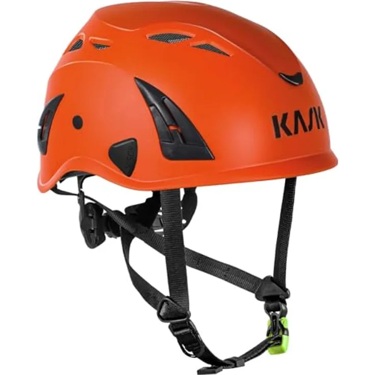 KASK Superplasma PL Kletterhelm, Bergsteigerhelm nach EN 12492, Gr. 51-62 cm einstellbar, Farbe: orange, mit UP & DOWN Einstellung, 10 Belüftungsschlitzen und integriertem Lampenhalter-Clip