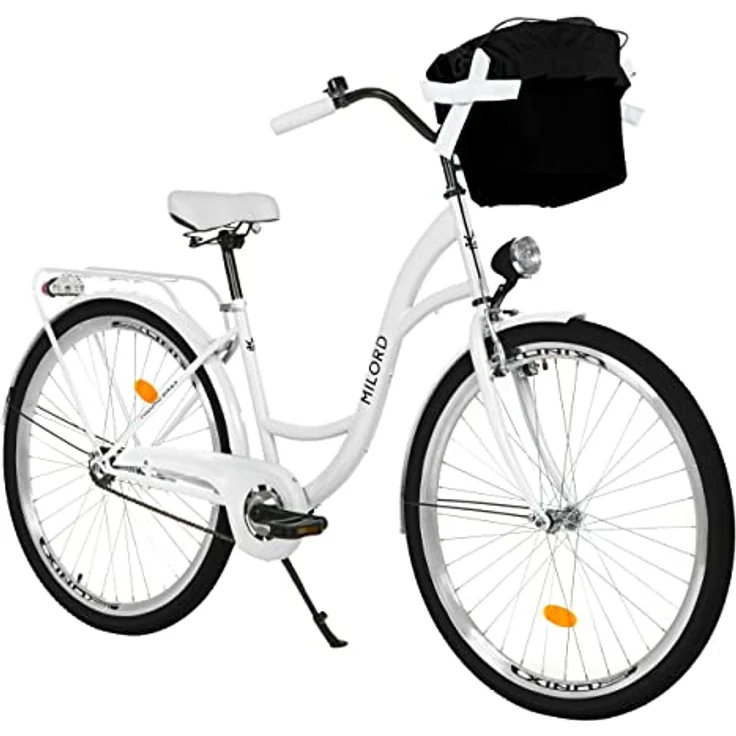 Milordbikes City-Fahrrad, Weiß, Metall, 46 cm, Aluminiumfelgen, leichte City-Reifen 700C x 35 mm, vormontiert mit Pedalen und Werkzeugen – Bild 1