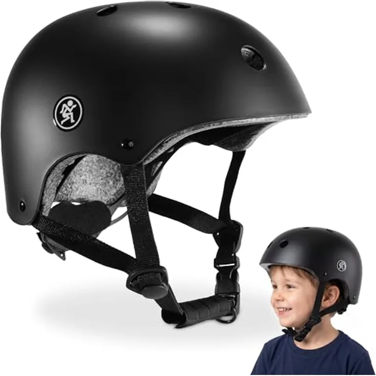 HyperMotion HyperMotion Kinderhelm, verstellbar 46-56 cm, matt schwarz, Leichtgewicht 280g, für Fahrrad, Roller, Skateboard