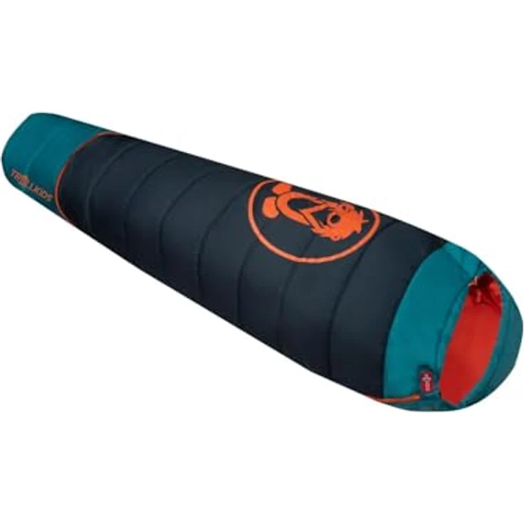 Trollkids KIDS FJELL DREAMER Schlafsack, robuster Schlafsack für Kinder mit Mitwachs-Funktion, Dunkles navy/Dunkeltürkis/Glühendes Orange – Bild 2