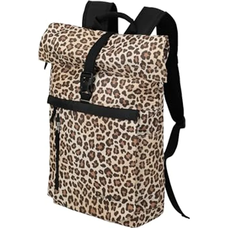 Travelite Handgepäck Rucksack BASICS, Laptop Rucksack 15,6 Zoll mit Rolltop Funktion, 60 cm, 35 Liter, Leopard – Bild 1
