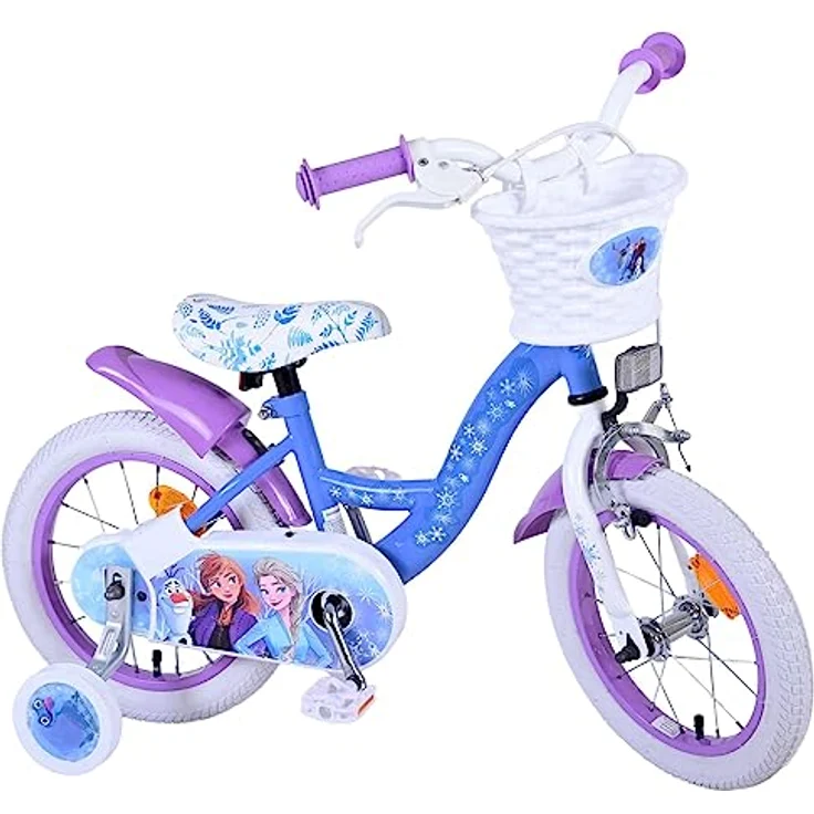 Disney Frozen Kinderfahrrad 2 Mädchen 14/16 Zoll Blau/Lila Rücktrittbremse bis 60 kg 85% zusammengebaut 3,5-6 Jahre – Bild 3
