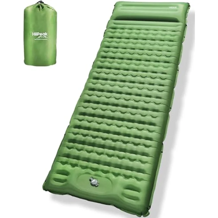 HiiPeak Isomatte Ultraleicht, aufblasbare Campingmatte mit Kopfkissen, Fußpumpe, 203 x 68 cm, kleines Packmaß 28 x 12 cm, 1.1 kg – Bild 1