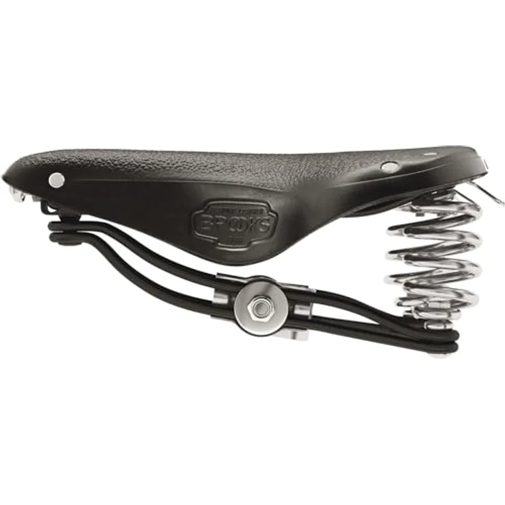 Brooks England Velosattel, Allroundsattel mit verchromten Spiralfedern und genarbtem Volllederbezug – Bild 4