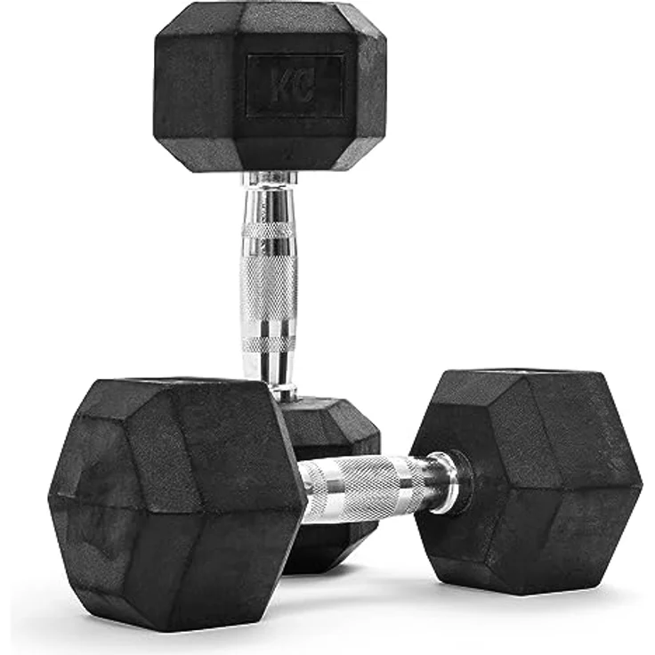 Hexagon-Hanteln Premium (Paar) | 5-30 kg | rutschsicher ummantelt | ergonomische verchromte Griffe | Kurzhantel-Set | Dumbbell-Set (27,5 kg - Paar (2 Stück)) – Bild 1