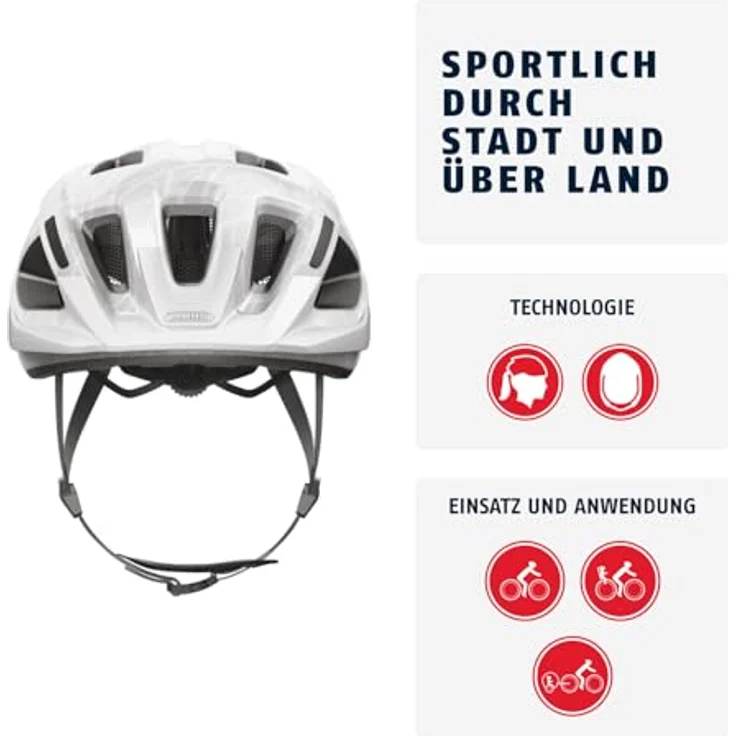 ABUS Fahrradhelm Aduro 3.0 LED - City-Helm mit Rücklicht, Größe S, Weiß – Bild 2