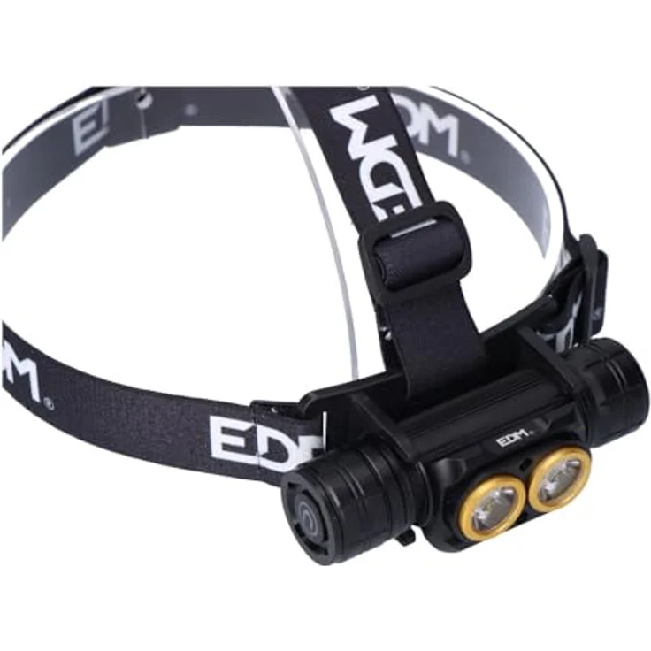 EDM Stirnlampe 3000 lm, 4 Modi, IP44, 2600mAh Lithium-Batterie, USB Typ-C, mit Stirnband und Magnet – Bild 2