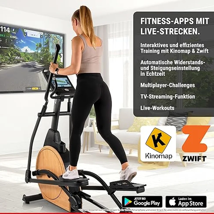 HAMMER Ellipsentrainer CrossPace 7.0 NorsK, 3-fache Steigung, 16 Programme, 20 kg Schwungmasse, Kinomap & Zwift - Preisvergleich – Bild 3