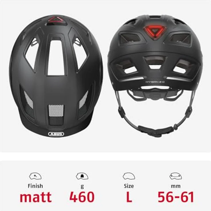Abus Helm Hyban 2. 0 - Velvet Schwarz 56 - 61 cm – Bild 4