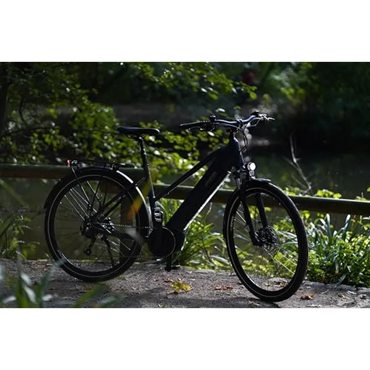 Prophete Entdecker 3.0 Trekking E-Bike 28 Zoll - 360Wh - Integrierter Akku - Mittelmotor AEG - 9-Gang Kettenschaltung - HDY. Scheibenbremse - Rahemnhöhe 54 cm, Diamantschwarz