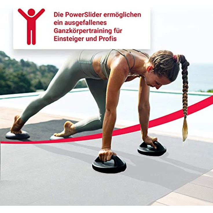 Casada PowerSlider Ganzkörpertrainings-Set - 6-teiliges Set aus Trainingsgeräten für Yoga- & Bodenübungen mit Gleitscheiben-Discs und Trainingsunterlage für Bauchmuskeltraining, Cross Fit, UVM. – Bild 4